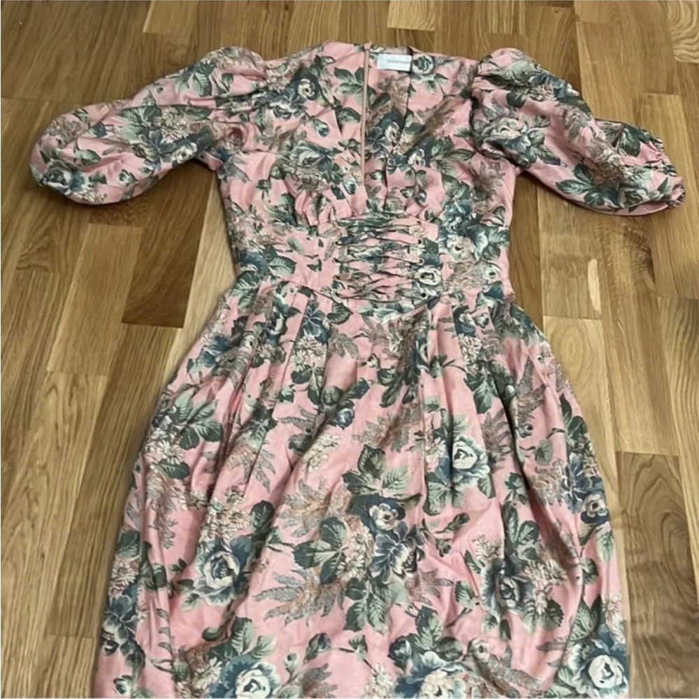 Like new Zimmermann silk tempest lace up deep v floral dress - Picture 12 of 12